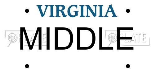 MIDDLE Virginia License Plate