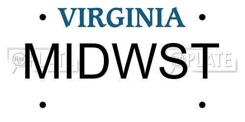 MIDWST Virginia License Plate