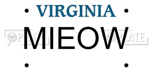 MIEOW Virginia License Plate