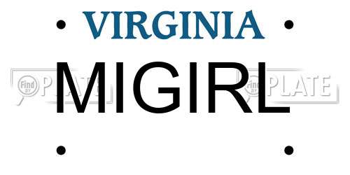 MIGIRL Virginia License Plate