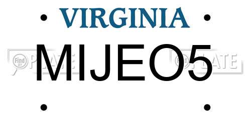 MIJEO5 Virginia License Plate