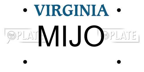 MIJO Virginia License Plate