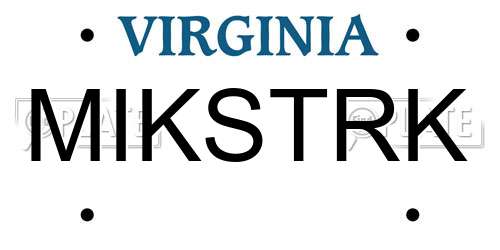 MIKSTRK Virginia License Plate