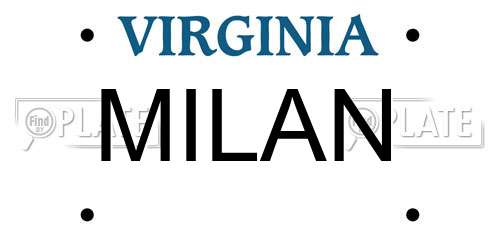 MILAN Virginia License Plate