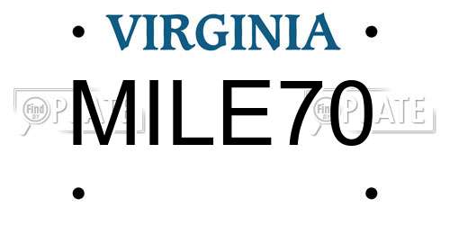 MILE70 Virginia License Plate