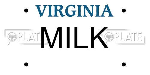 MILK Virginia License Plate
