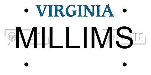 MILLIMS Virginia License Plate