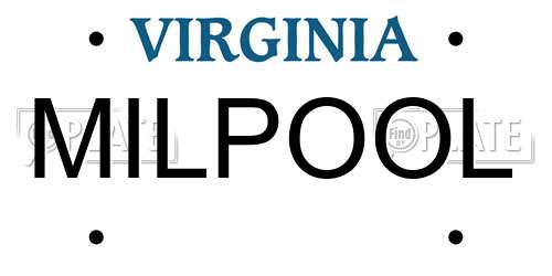 MILPOOL Virginia License Plate