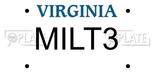 MILT3 Virginia License Plate