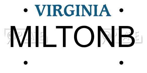 MILTONB Virginia License Plate