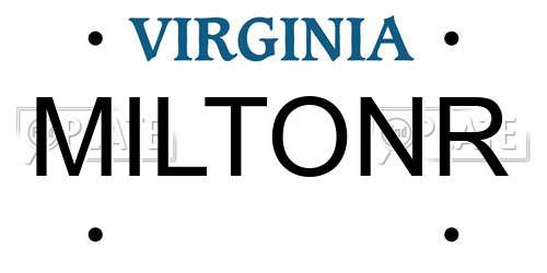 MILTONR Virginia License Plate