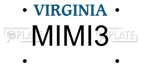 MIMI3 Virginia License Plate