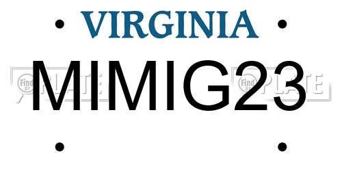 MIMIG23 Virginia License Plate