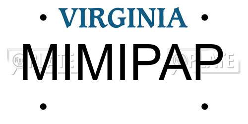 MIMIPAP Virginia License Plate