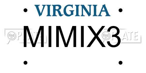 MIMIX3 Virginia License Plate