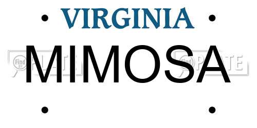MIMOSA Virginia License Plate