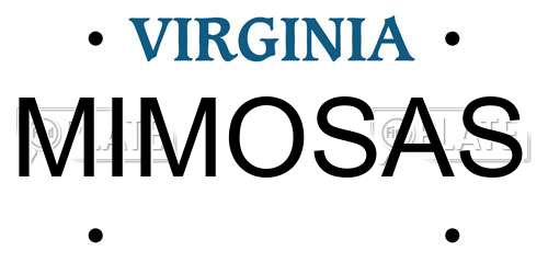MIMOSAS Virginia License Plate
