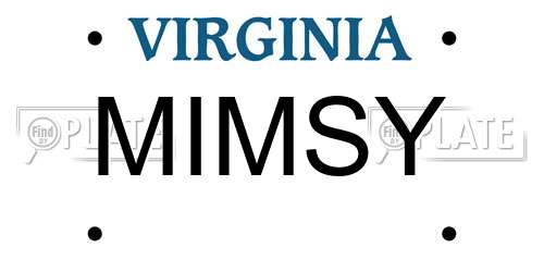 MIMSY Virginia License Plate