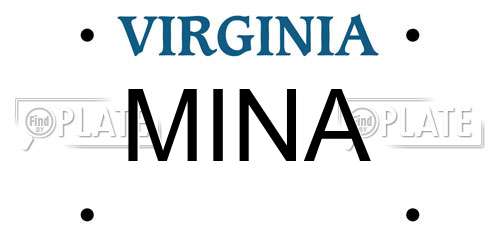 MINA Virginia License Plate