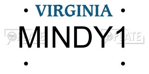 MINDY1 Virginia License Plate