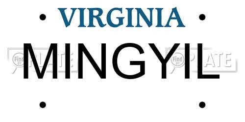 MINGYIL Virginia License Plate