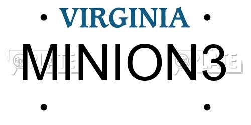 MINION3 Virginia License Plate
