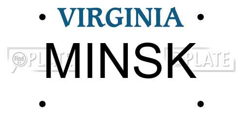 MINSK Virginia License Plate
