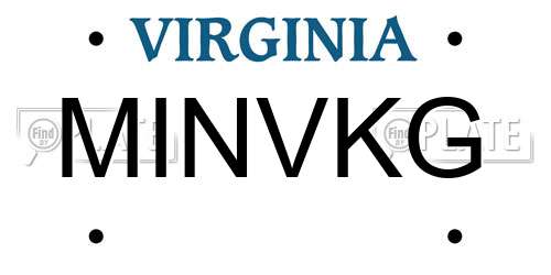 MINVKG Virginia License Plate