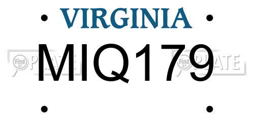 MIQ179 Virginia License Plate