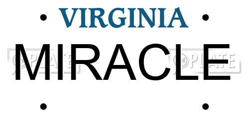 MIRACLE Virginia License Plate