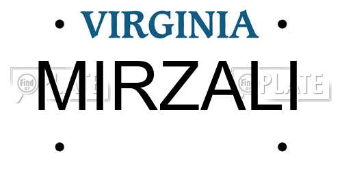 MIRZALI Virginia License Plate