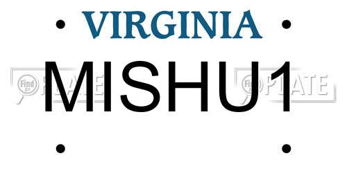 MISHU1 Virginia License Plate