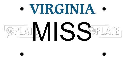 MISS Virginia License Plate