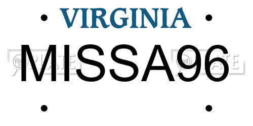MISSA96 Virginia License Plate