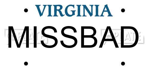 MISSBAD Virginia License Plate