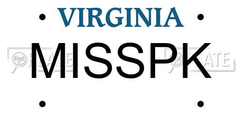 MISSPK Virginia License Plate