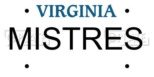 MISTRES Virginia License Plate