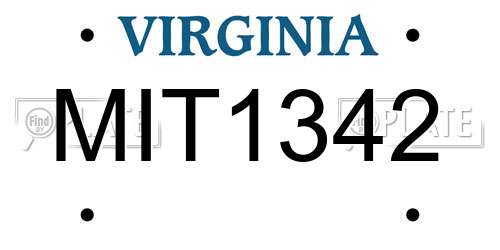 MIT1342 Virginia License Plate