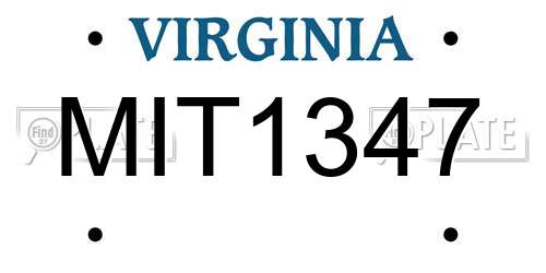 MIT1347 Virginia License Plate