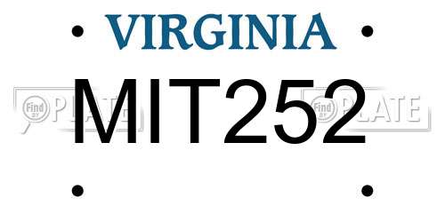 MIT252 Virginia License Plate