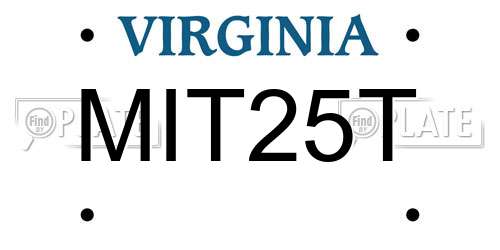 MIT25T Virginia License Plate