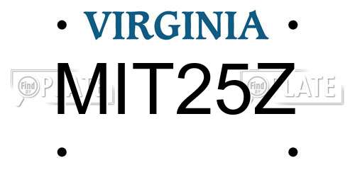 MIT25Z Virginia License Plate