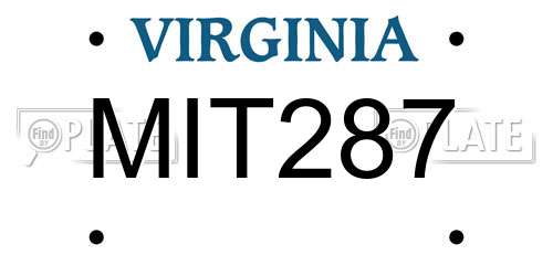 MIT287 Virginia License Plate