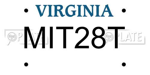 MIT28T Virginia License Plate