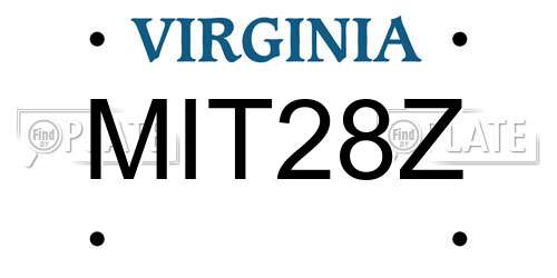 MIT28Z Virginia License Plate
