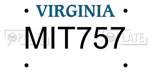 MIT757 Virginia License Plate