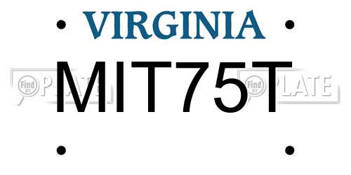 MIT75T Virginia License Plate