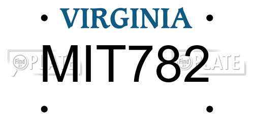 MIT782 Virginia License Plate