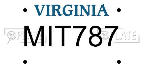 MIT787 Virginia License Plate