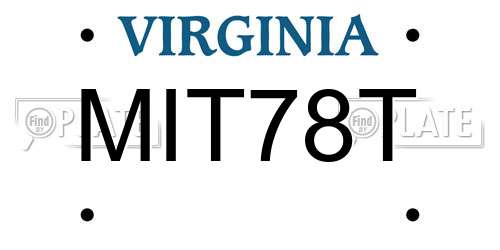 MIT78T Virginia License Plate